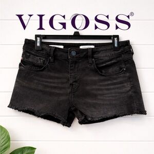 🖤♥️🔥Vigoss Marley Black Denim Shorts Size 27 | Distressed Cutoff Raw Hem